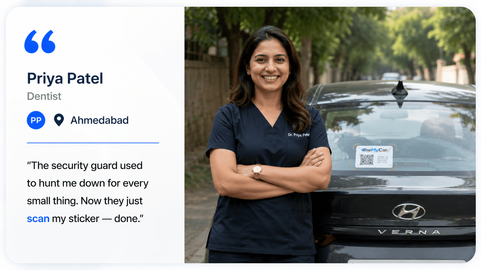 Priya Patel — TagMyCar customer