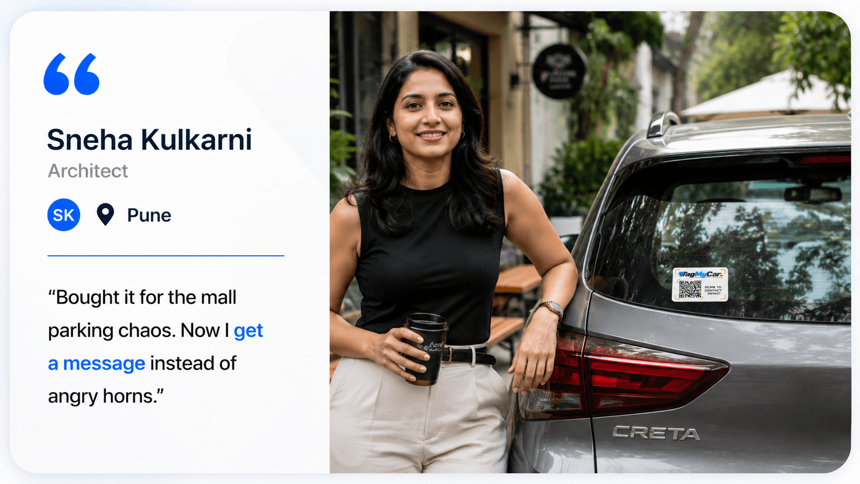 Sneha Kulkarni — TagMyCar customer
